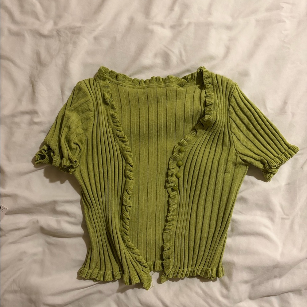 Princess Polly Olive Ribbed Crop Top
